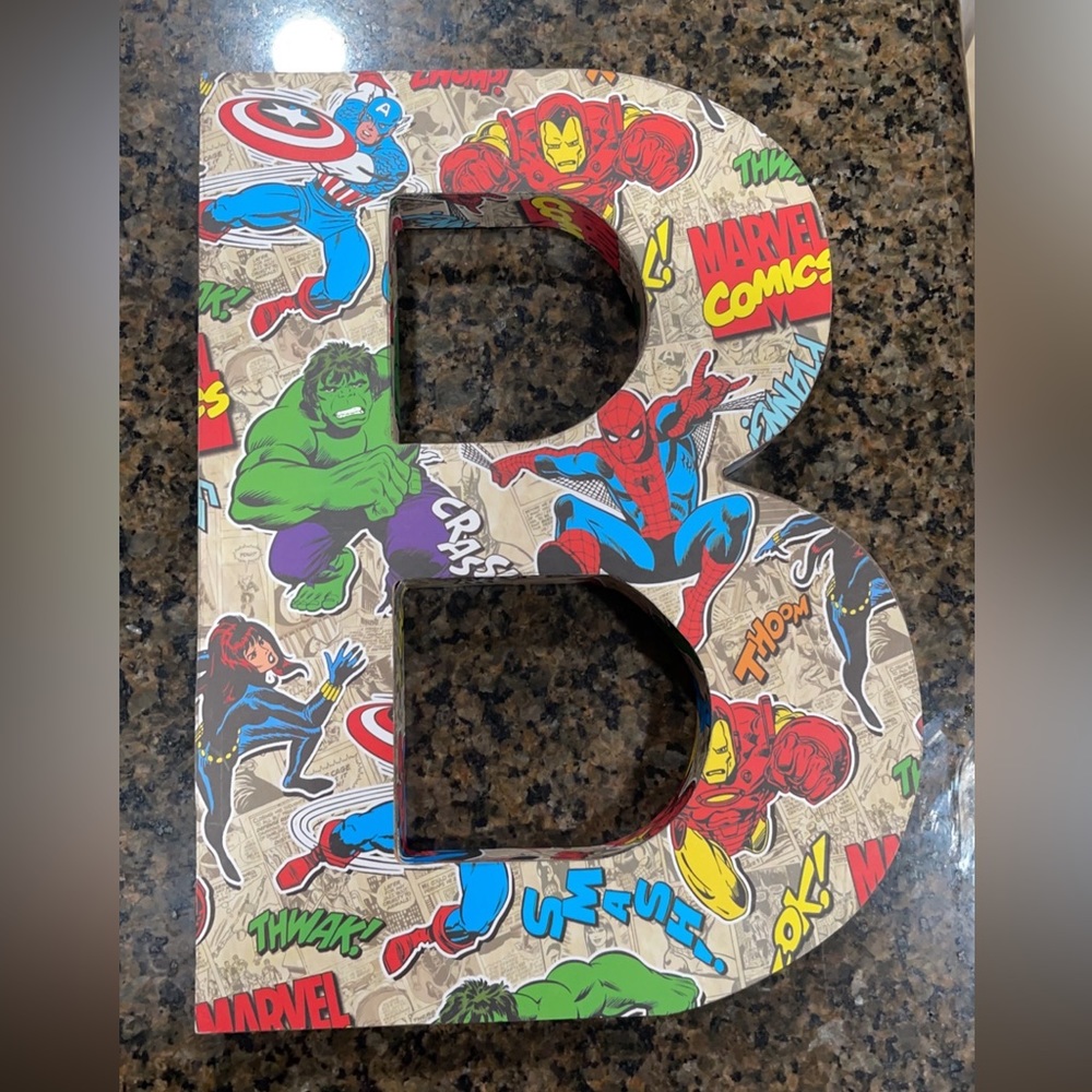 New Marvel comic letter “B” decor